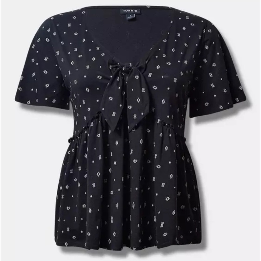 TORRID | Vintage Cotton Jersey V-Neck Relaxed Tie Front Top